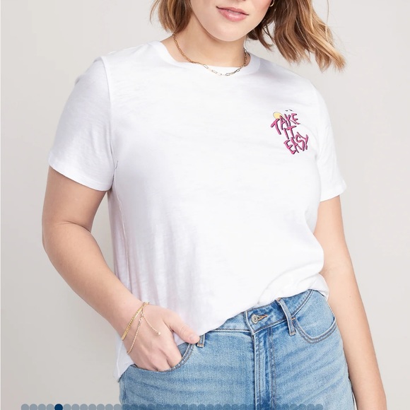 NWT OLD NAVY EveryWear Slub-Knit Graphic T-Shirt  Color: Calla Lilies - Picture 5 of 9